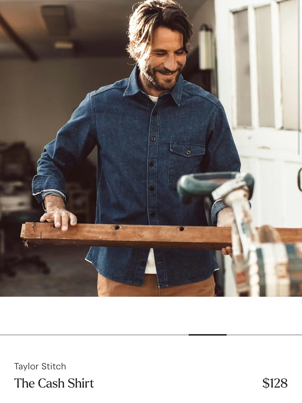 Taylor Stitch's Cash shirt in indigo selvedge denim